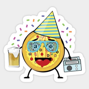 Party Pizza - Funny Character Illustration Sticker